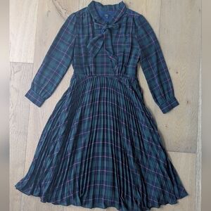 J. Crew | Tartan Plaid Sold Midi dress with pleated skirt